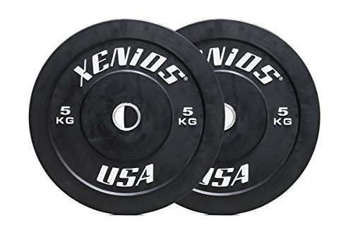 Xenios USA Gummi Bumper Plate mit innerem Ring aus Edelstahl 5 kg, Schwarz, XSBPRBPL5 von Xenios USA