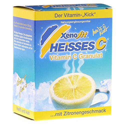 Xenofit HEISSES C | mit 2,5g Vitamin C je 100g | vegan | glutenfrei | fettfrei | arm an gesättigten Fettsäuren | mit Traubenzucker | Vitamin C-Getränk | 10 Portionen à 200ml | 10 x 9g | Zitrone von Xenofit