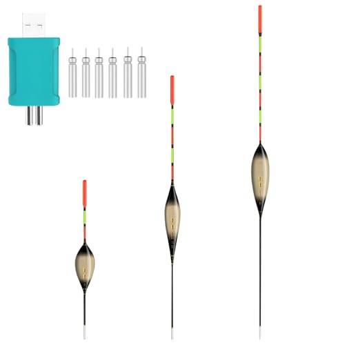 3 Stück Led Posen Angeln | Schwimmer Angeln Mit Bissanzeiger | LED Leuchtpose Angelposen Angelzubehör | Knicklichtpose Angelposen Nacht-Angeln Für Crappie,Hecht,Barsch,Karpfen Am See,Fluss (B) von Xevinas