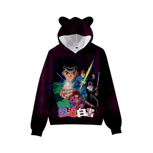 Xiakila Hoodie Yu Yu Hakusho Cartoon Katzenohr Hoodie, Kinder Anime Pullover Lässige Jungen Mädchen Lässige Mode Sweatshirt-Color 1||110 von Xiakila