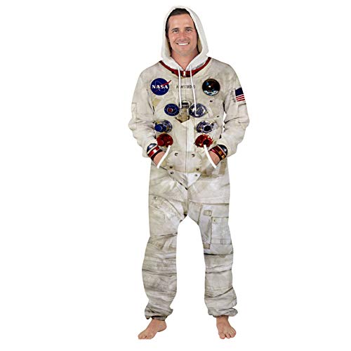 XiaoHeJD Overall NASA Astronaut Space Suit Party Lässig Big Pocket Home Pyjamas Kordelzug Hooded Jumpsuit, M. von XiaoHeJD