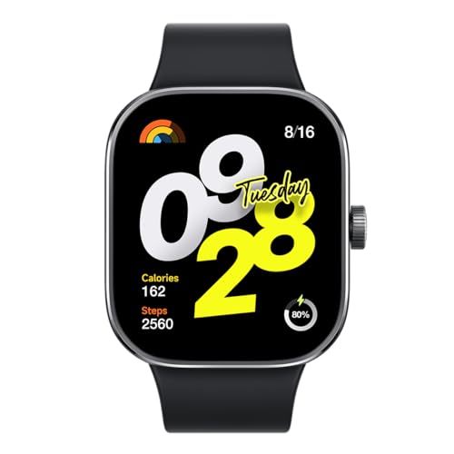 Xiaomi Redmi Watch 4 Smartwatch mit 1.97" AMOLED-Display mit 390 x 450 Pixel und 60Hz, Bis zu 20 Tage Akkulaufzeit, HyperOS, Herzraten- und Blutsauerstoffmessungen - Obsidian Schwarz von Xiaomi