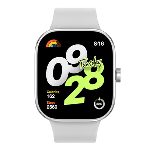 Xiaomi Redmi Watch 4 Smartwatch mit 1.97" AMOLED-Display mit 390 x 450 Pixel und 60Hz, Bis zu 20 Tage Akkulaufzeit, HyperOS, Herzraten- und Blutsauerstoffmessungen - Silber Grau von Xiaomi