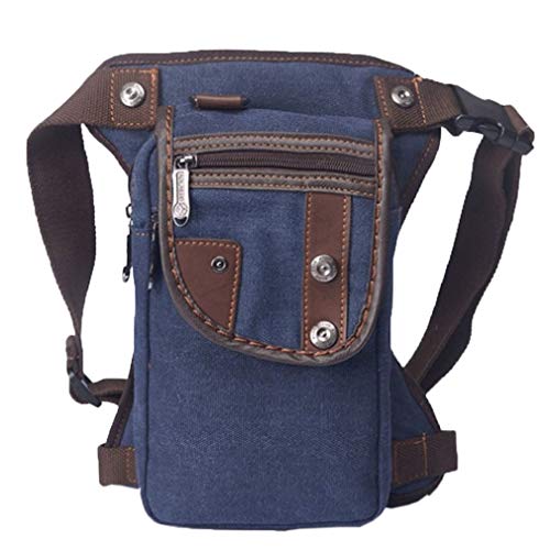 Xieben Canvas Drop Beinbeutel für Herren Frauen Taktische Motorrad Mehrzweck Hüfttasche Bauchtasche Reiten Radfahren Outdoor Wandern Racing Bum Gürteltasche Tiefes Blau von Xieben