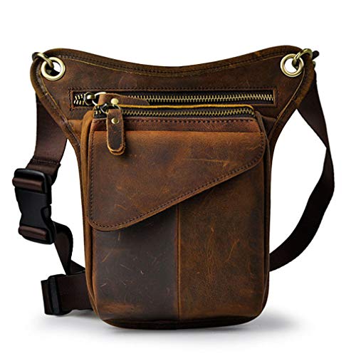 Xieben Vintage Leder Taille Pack Drop Leg Bag für Herren Damen Gürtel Bauchtasche Mehrzweck Motorrad Fahrrad Outdoor Sport Taktische Radfahren Reiten Wandern Camping von Xieben