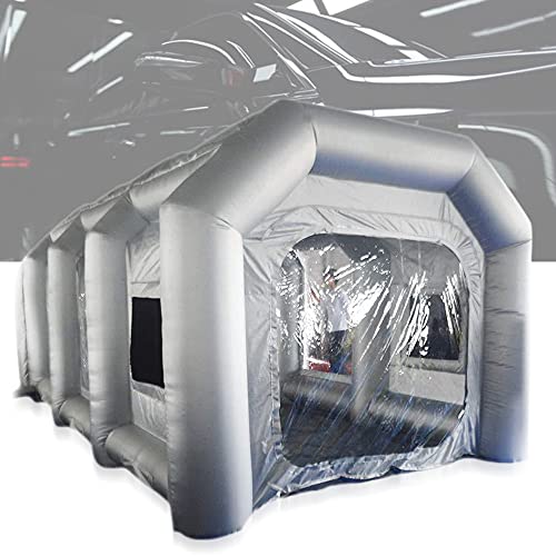 Aufblasbares Zelt, Lackierkabine Zelt für Auto, Luftzelt Spray Booth Tent Campingzelt mit Filtersystem Transparentes Fenster, Grau, ohne Gebläse (4 * 2,5 * 2,2m) von Xingfx