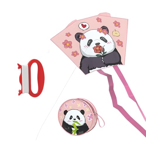 Drachen steigen Lassen, Kinderdrachen einfach zu fliegen - Bunter Cartoon-Panda-Drachen im Taschenformat - Einfach zu Fliegender Minidrachen mit stabilem Strukturdesign für Strand und Grasland von Xinhuju