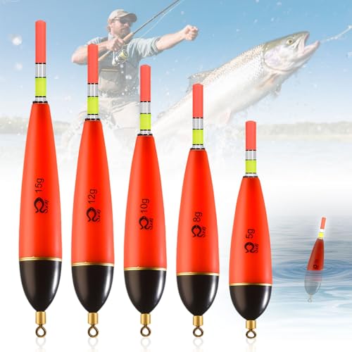 Xinlon 5 Stück Leuchtend Angeln Schwimmt Posen Set, Floats Fishing LED, 5g 8g 10g 12g 15g Portable Swimmer Fishing, Angeln Bobber Float Für Hecht, Barsch, Karpfen, Barsch Outdoor Angelzubehör von Xinlon