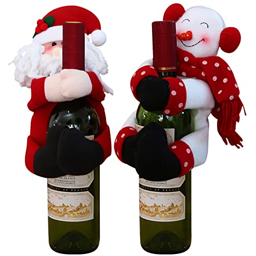 Pullover Weihnachten Wein Flasche,Xiuyer 2 Pcs Handgefertigt Pullover Wein Flasche Staubbeutel Weihnachtsdekorationen Weihnachten Wein Flasche Taschen Weihnachten Weinflasche Abdeckung Strickpullover von Xiuyer