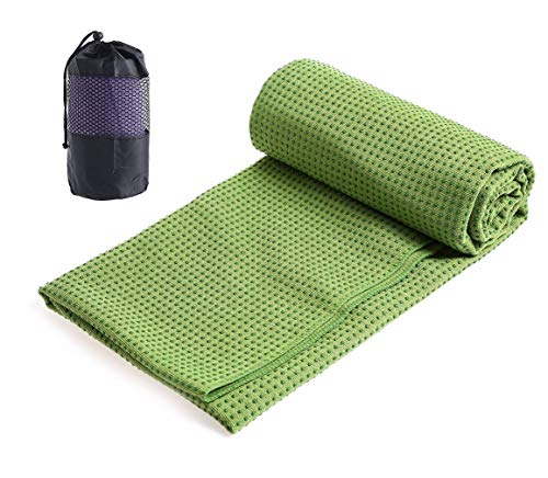 Xlabor Mikrofaser Yogatuch Handtuch mit Antirutsch Noppen Yogamattenauflage Unterlage Towel Fitnesssporttuch für die Yogamatte grün von Xlabor