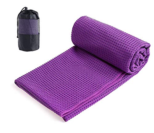 Xlabor Mikrofaser Yogatuch Handtuch mit Antirutsch Noppen Yogamattenauflage Unterlage Towel Fitnesssporttuch für die Yogamatte violett von Xlabor