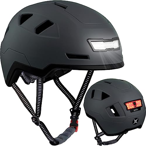 Allround Helm mit LED Beleuchtung: Fahrradhelm mit integriertem Licht: anpassbar, belüftet, leicht | Cityhelm für Herren + Damen: sicher im Stadtverkehr, E-Bike von Xnito