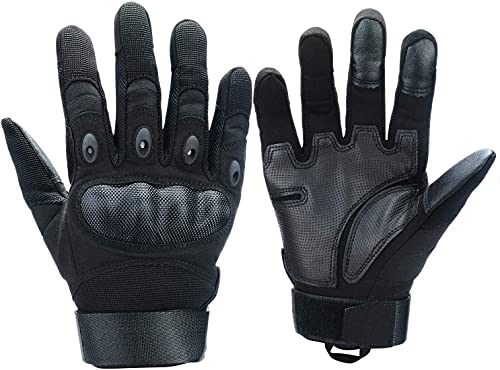 Xnuoyo Gloves Gummi Hart Vollfinger und Halbe Fingerhandschuhe Touchscreen Handschuhe für Motorrad Radfahren Jagd Klettern Camping (M, schwarz) von Xnuoyo