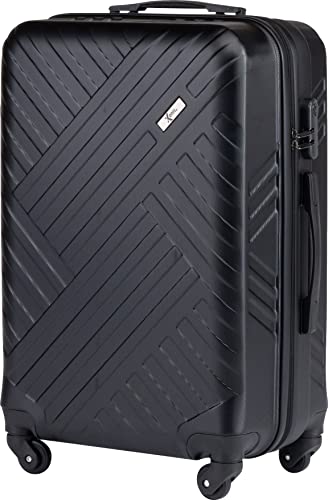 Xonic Design Reisekoffer - Hartschalen-Koffer mit 360° Leichtlauf-Rollen - hochwertiger Trolley mit Zahlenschloss in M-L-XL oder Set(Schwarz, L) von Xonic
