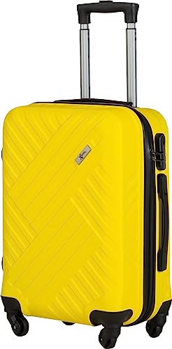 Xonic Design Boardcase Reisekoffer - Hartschalen-Koffer mit 360° Leichtlauf-Rollen - hochwertiger Kabinen-Trolley mit Zahlenschloss - Hand-Gepäck in 55x35x20cm ((Boardcase Neon Gelb, S)) von Xonic