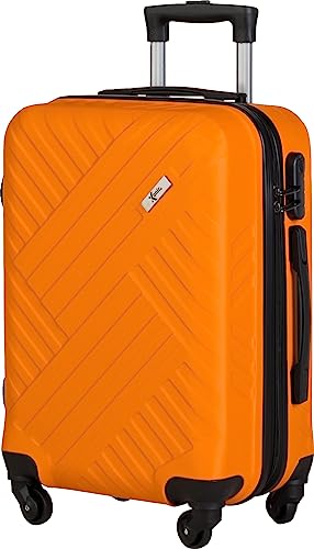 Xonic Design Boardcase Reisekoffer - Hartschalen-Koffer mit 360° Leichtlauf-Rollen - hochwertiger Kabinen-Trolley mit Zahlenschloss - Hand-Gepäck in 55x35x20cm ((Boardcase Neon Orange, S)) von Xonic