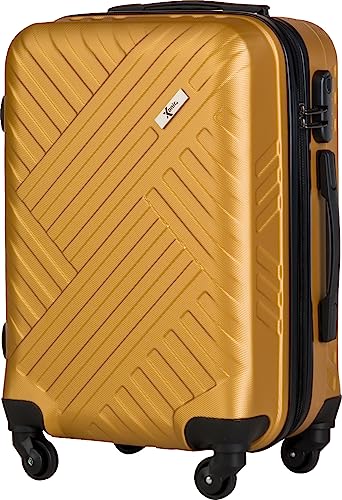 Xonic Design Reisekoffer - Hartschalen-Koffer mit 360° Leichtlauf-Rollen - hochwertiger Trolley mit Zahlenschloss in M-L-XL oder Set (Braun Gold, M) von Xonic