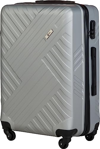Xonic Design Reisekoffer - Hartschalen-Koffer mit 360° Leichtlauf-Rollen - hochwertiger Trolley mit Zahlenschloss in M-L-XL oder Set (Silber, L) von Xonic