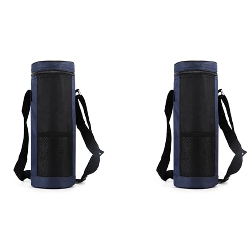 Xptieeck 2X Wasserflaschen-Kühltasche, Universelle Wasserflaschentasche, Hohe Kapazität, Isolierte Kühltasche, Outdoor, Camping, Wandern, Dunkelblau von Xptieeck
