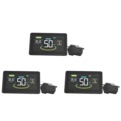 Xptieeck 3 x H6C E-Bike-LCD-Display-Messgerät, 24 V-60 V, E-Scooter, LCD-Panel, Farbbildschirm mit USB-UART für Elektrofahrräder (5-polig) von Xptieeck