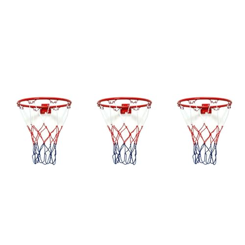 Xptieeck Basketballkorb, 32 cm, Wandmontage, Metallfelge, Hängekorb, Kugel, Wandrand mit Schrauben, für drinnen und draußen, 3 Stück von Xptieeck