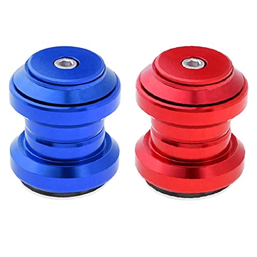 Xptieeck Gewindeloses Fahrrad-Headset-Kombination, externes Headset, versiegelt, Straßen-Headset mit Oberkappe, Blau und Rot, 2 Stück von Xptieeck