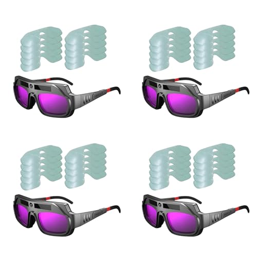 Xptieeck Schweißerbrille mit automatischer Verdunkelung, kratzfest, große Sicht, Schweißerbrille für Plasmaschnitt, mit 40 Gläsern, 4 Stück von Xptieeck