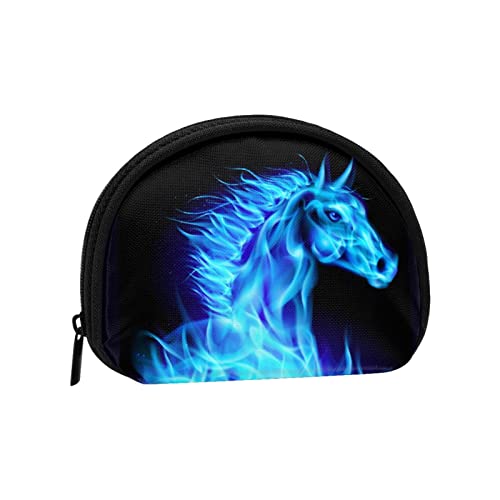 Blue Fire Horse, Portemonnaie Shell Make-up-Tasche Damen Aufbewahrungstasche Kleine Geldbörse Shell Kleingeldbeutel von XqmarT