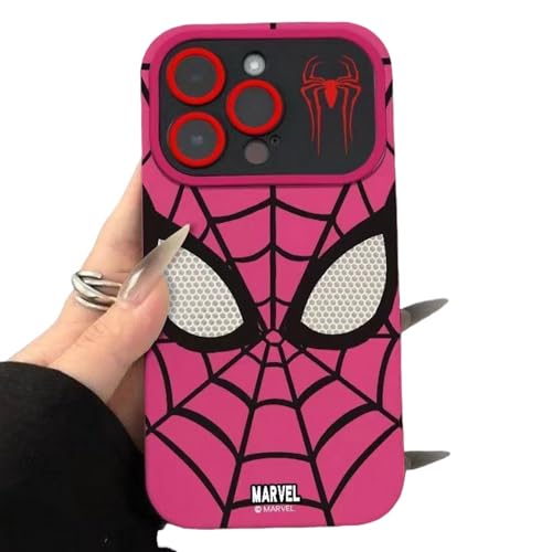 YAAYAGO Spider Man Handyhülle für iPhone 15 Hülle All-Inclusive Spider Man Cartoon Silicon Phone Hülle Geeignet Für iPhone 15 14 13 12 11 Pro Max-Für iPhone 12 Pro-Rosa a von YAAYAGO