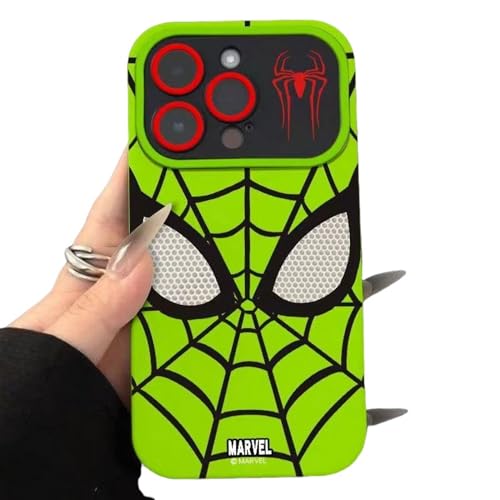 YAAYAGO Spider Man Handyhülle für iPhone 15 Hülle All-Inclusive Spider Man Cartoon Silicon Phone Hülle Geeignet Für iPhone 15 14 13 12 11 Pro Max-Für iPhone 15Promax-Grün a von YAAYAGO