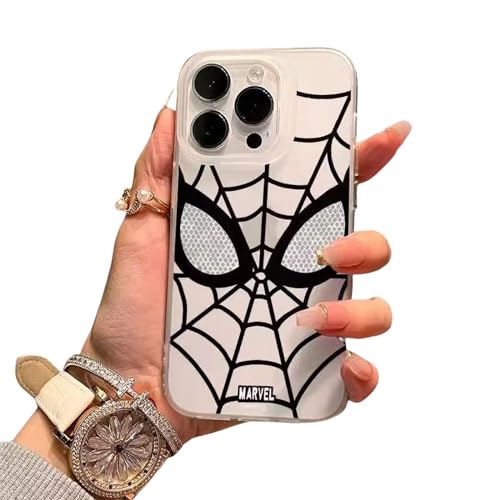YAAYAGO Spider Man Handyhülle für iPhone 15 Hülle Spider Mann Staubdes USB -Kabel -Lade -Kopfwickler -Schutzhülle Für iPhone 18/20W-Transparent weiß-Für iPhone 14 von YAAYAGO
