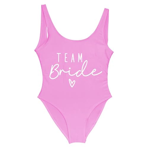 YAAYAGO Team Bride Swimsuit S-3Xl Team Braut Einkeiles Badeanzug Squad Women Badelorette Party Badeanzug-Rosa-M von YAAYAGO
