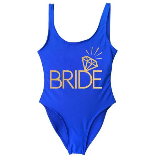 YAAYAGO Team Bride Swimsuit Team Braut Und Braut Goldener Buchstaben Print Diamant One Piece Badeanzug Frauen Badebekleidung Hochzeit-Braut 3-XL von YAAYAGO
