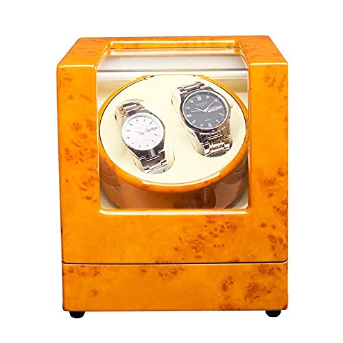 YAGFYg Rotation Holz-Aufbewahrungsboxen Herren Damen Uhrenbeweger Box für 2 Armbanduhren, mit leisem Uhrenbeweger von YAGFYg