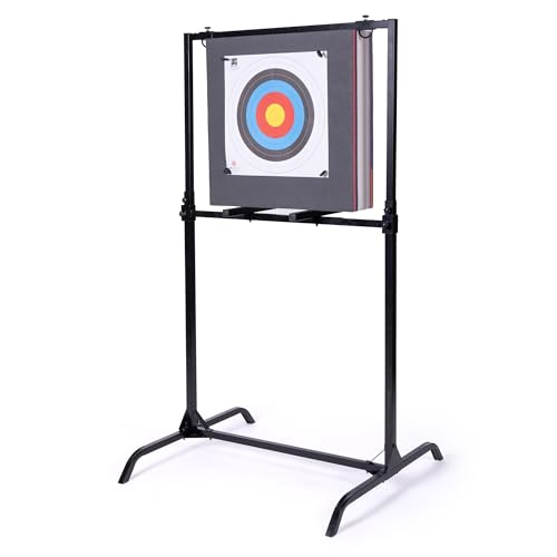 YAK Archery Zielscheiben Set 60x60x14cm - Klassische Ethafoam Schießscheibe, Leicht & Langlebig, für alle Pfeiltypen, Inkl. Universal Scheibenständer von YAK Archery