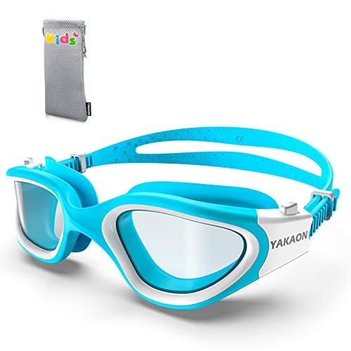 YAKAON A1MINI Kinder-Schwimmbrille, bequeme Schwimmbrille für Unisex-Kinder, Anti-Beschlag-UV-Schutz, auslaufsichere Schwimmbrille für Kinder, mit Schutztasche (Alter 6-14) von YAKAON