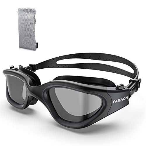 YAKAON Polarisiert Schwimmbrille für Herren und Damen,G1 Schwimmbrille mit Spiegel/Rauch Linse UV-Schutz Anti Nebel Verstellbar Profi Schwimmbrillen für Erwachsene Jugendliche von YAKAON