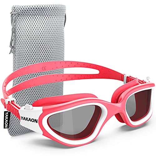 YAKAON Polarisiert Schwimmbrille für Herren und Damen,G1 Schwimmbrille mit Spiegel/Rauch Linse UV-Schutz Anti Nebel Verstellbar Profi Schwimmbrillen für Erwachsene Jugendliche von YAKAON