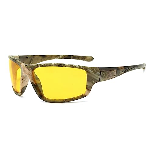 YAMEIZE Polarisierte Fahrradbrille Sonnenbrille für Herren und Damen Sportbrille Autofahren Laufen Radfahren Sport Angeln Golf Sonnenbrille Tarnrahmen UV400 Schutz Nachtsichtgerät von YAMEIZE
