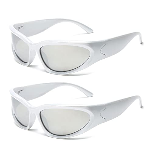 YAMEIZE Sport Sonnenbrille für Damen Herren-Y2k Vintage Futuristische Fahrradbrille Radsportbrillen Golf Brille UV400 Schutz von YAMEIZE