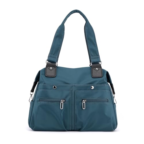 YANAIER Damen Handtasche Schultertasche Leicht Multi-Taschen Umhängetasche Shopper Tasche für Lässige Reisen Schule Säureblau von YANAIER