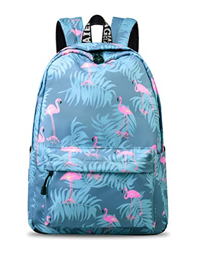 YANAIER Mädchen Schulrucksack Modischer Freizeitrucksack für Frauen Teenager Jungen Wasserdicht Tasche Schulranzen Tagesrucksack mit Laptopfach (Blauer Flamingo-1) von YANAIER