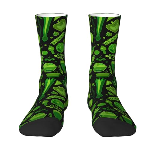 YANDM Grünes Gemüsemuster, Crew-Socken, Kompressionssocken, lässige, neuartige Sportsocken für Unisex von YANDM
