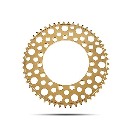 Speed Kettenblatt Faltendes Fahrradkettenrad Dünne Zahnscheibe BCD 8/9/10/11 Geschwindigkeit 53/54 / 56T Bike Kette Runde Loch für Rennradteile MTB Reparaturteile ( Size : 54T , Color : Titanium Gold von YANHAO