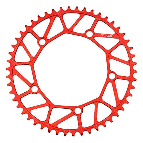 YANHAO Speed Kettenblatt 130BCD-Faltradkettenkettenring schmales breites Kettenrad für 9 10 11 Geschwindigkeit 46T 48T 52T 54T 56T 58T Faltbares Fahrrad MTB Reparaturteile (Color : Red 50T) von YANHAO