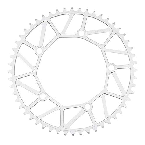 YANHAO Speed Kettenblatt 130BCD-Faltradkettenkettenring schmales breites Kettenrad für 9 10 11 Geschwindigkeit 46T 48T 52T 54T 56T 58T Faltbares Fahrrad MTB Reparaturteile (Color : Silver 50T) von YANHAO