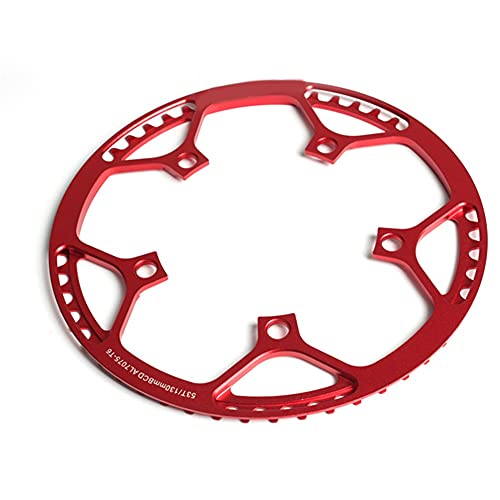 YANHAO Speed Kettenblatt Klappfahrrad Schmaler Breitkennring 130 BCD Rundform Single Chain Ringgeschwindigkeit MTB Reparaturteile (Color : Red 53T) von YANHAO