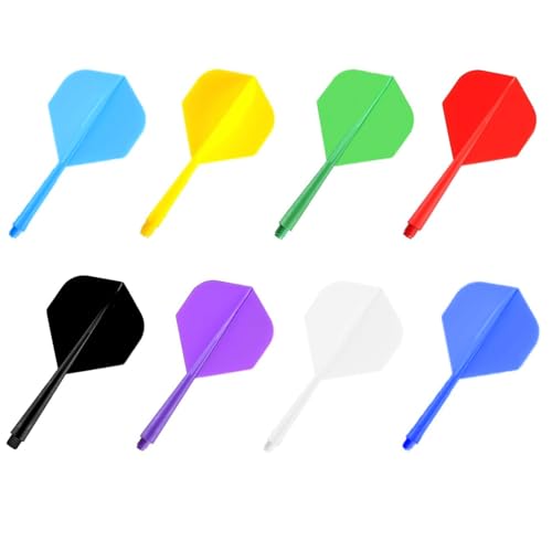 YANINEE 8 Stück Dart Flights mit Schäfte Stabil, 70mm Kunststoff Standard Dart Zubehör für Darts Dartpfeil Spiel (8 Farben) von YANINEE