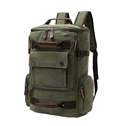 Canvas Rucksack Retro Daypack Backpack Wanderrucksack Reisetasche Für Herren Damen Armee-Grün 30 * 17 * 46CM von YAOTT