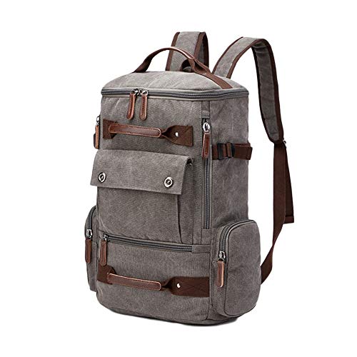 Canvas Rucksack Retro Daypack Backpack Wanderrucksack Reisetasche Für Herren Damen Grau 30 * 17 * 46CM von YAOTT